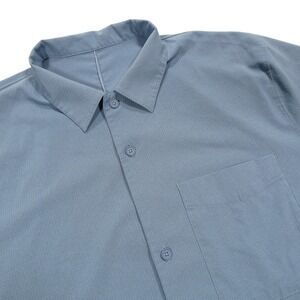 LULULEMON Men's XL/XXL Blue Lightweight Camp Collar Short Sleeve Button Up Shirt